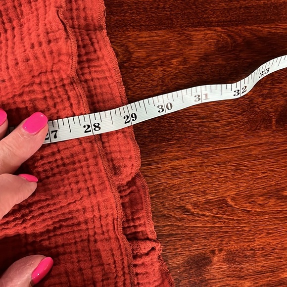 Alice Blue Womens Skirt L Burnt Orange White Floral Ruffles Waffle Texture Full - Picture 11 of 12